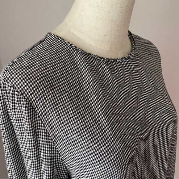 Zara Pin Check Bell Sleeve Blouse - Picture 3 of 8